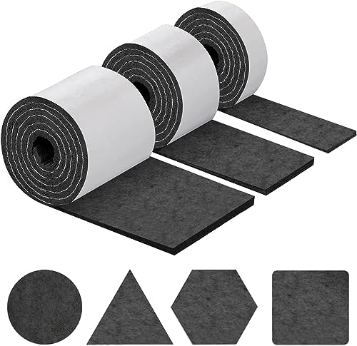 SOJITAS Felt Furniture Pads 3 Pack Self Adhesive Felt Tape for Chairs (10cm x 100cm + 5cm x 100cm + 2cm x 100cm) 4mm Thick Non-Slip Floor Protectors for Desk Sofa DIY Pads to Protect Hardwood Floors