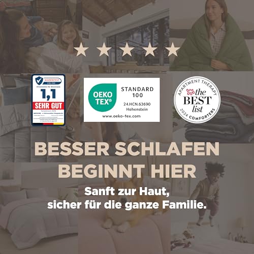 BEDSURE Bettdecke Ohne Bezug 135x200 - Bettdecke 135x200 für Allergiker, Warm & Gemütlich Ganzjahresdecke 300GSM Füllung, Waschbare Duvet für 4 Jahreszeiten, Pinkesque/Grau 2