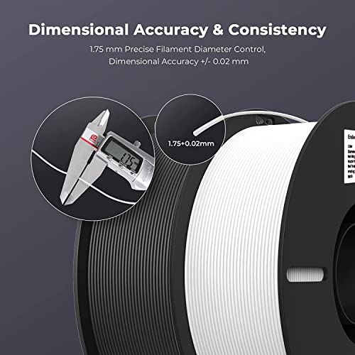 Ender PLA 3D-printfilament 1,75 mm 2x1 kg spoel zwart wit, lage krimp, klitvrij, milieuvriendelijk, nauwkeurig - Afbeelding 5
