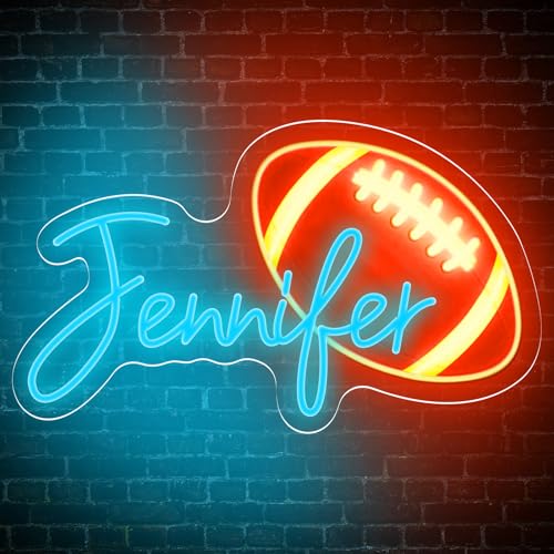 Custom Neon Name Signs Personalized Football Neon Sign for Wall Decor Sport Neon Light Up Sign for Bedroom Playroom Party Man Cave Home Decor Personalized Gifts for Football Fans Girls Boys Kids