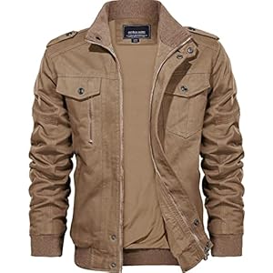 KEFITEVD Men Jackets Bomber Cargo Jackets Military Jacket Winter Coat Cotton Windbreaker Casual Outwear Coat