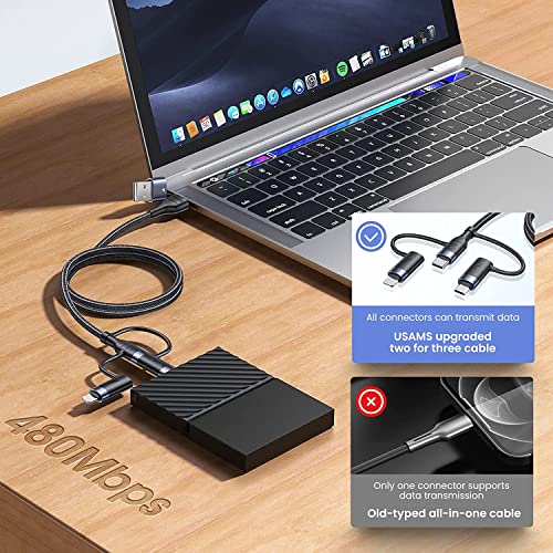 Image of INICIO Multi 5 in 1 PD Fast Charging Cable USB C /A to 60W Type C / 18W Micro / 20W iOS for MacBook iPad Pro Air iPhone 15 14 13 XPS Spectre Envy Galaxy S24 S23 Ultra Redmi Note Pixel 7 8 etc