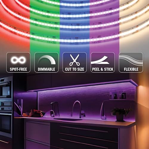 Image of Armacost Lighting RibbonFlex Pro 24V COB LED Strip Light Tape RGB+W, 300 Lumens /Ft, 2.5M 177710