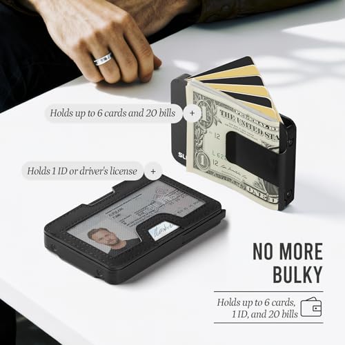 Image of Fan-out Wallet for Men with ID Window and Money Clip - Minimalist Slim Cardfan Card Holder, Mens Wallet with RFID Blocking, Metal Pop Up Wallets Black, Gifts for Men