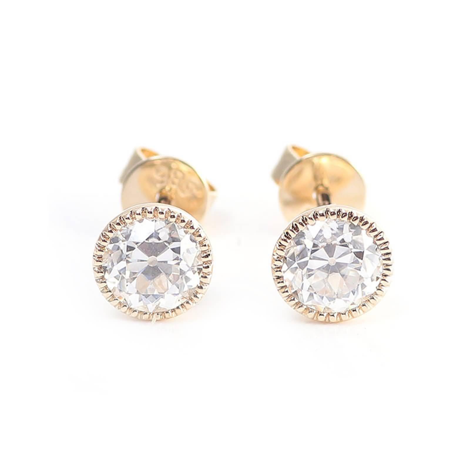 Pendientes de tuerca para mujer, oro de 9 K/14/18 quilates, redondos, moissanita de 0,6 quilates a 4 quilates