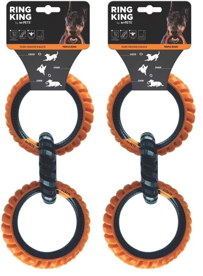 M-PETS RING KING KÖPEK OYUNCAĞI TRIPLE ORANGE/BLACK (2 paketi)