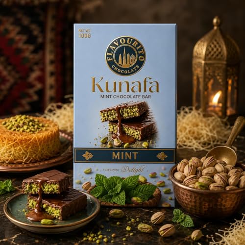 Image of Flavourito Kunafa Pistachio Chocolate Bar 100g, Satisfying, Sharp Snap Of Smooth Milk Chocolate that Gives Way to a Creamy, Rich, and Nutty Pistachio (Mint Pack Of 2) DECADENT FOODS