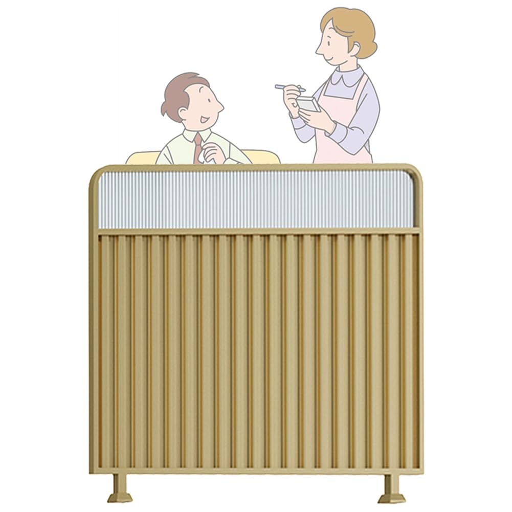 GJZQDKX Iron Restaurant Partition Divider Striped Glass Tabletop Screen for Dining Areas Hot Pot Bar & Office Decoration Low Fence 60x120cm (23.6x47.2in) Brown