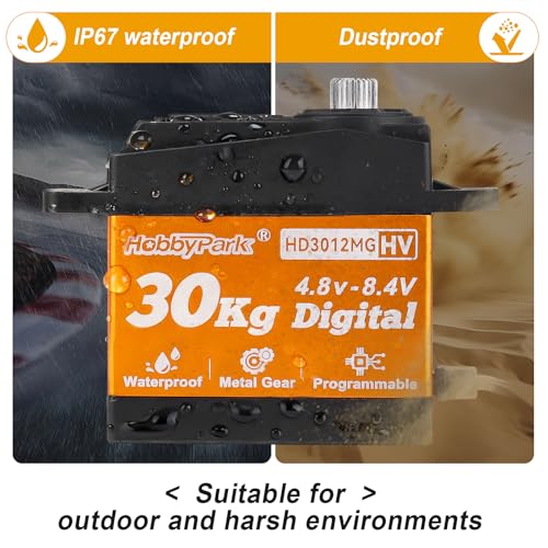 Image of HobbyPark Waterproof 30kg RC Servo High Torque Steering Servo Motor Metal Gear All Stainless Steel Gears for Robotics DIY, RC Cars,Crawlers, Trucks, Buggy, Control Angle 180 (30kg Torque)