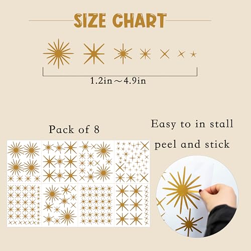 Vinilo Decorativo de Estrellas Doradas ZAIBIANHAO 160pcs miniatura 2