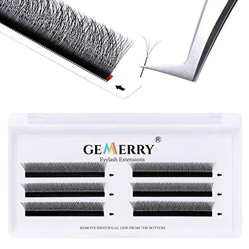 W-shaped Lashes 3D Russian Volume Eyelash Extensions C Curl 12mm, Single Tray Auto Easy Fan Lashes Premade Fans Individual Natural Eyelashes W Mega Volume Lashes by GEMERRY (0.07-C Curl-12mm)