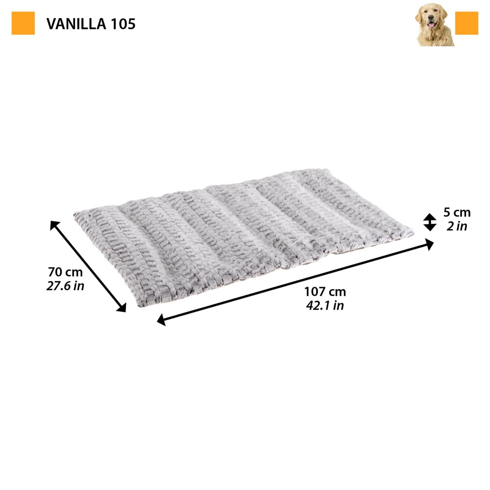 Ferplast Grand Coussin pour Chien - Double Face - Peluche Chaude et Moelleuse - 107 x 70 x 5 cm - Colombe