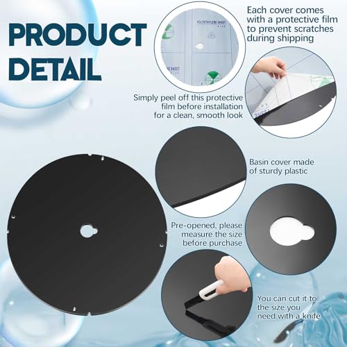 Image of 20.5 Inch Sump Pump Cover Plastic Submersible Sump Basic Cover Black Septic Tank Lid for Water Pump Basin Bucket Outdoor Well(Hole)