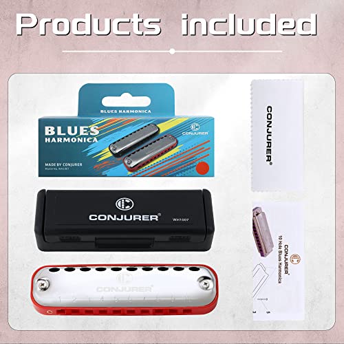 CONJURER Blues Harmonica C, 10 trous 20 tons Stanadard Diatonic Blues Harmonica, harmonica pour débutants, adultes, enfants, professionnels, étudiants, amis, cadeaux. (rouge, C) - Les Beatles, Paul McCartney, John Lennon, RIngo Starr, George Harrison CONJURER Blues Harmonica C, 10 trous 20 tons Stanadard Diatonic Blues Harmonica, harmonica pour débutants, adultes, enfants, professionnels, étudiants, amis, cadeaux. (rouge, C) – Image 7