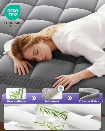Image of ChiXpace Dual Layer 5 Inch Memory Foam Mattress Topper King - 3 Inch Pillow Top Mattress Pad and 2 Inch Gel Memory Foam, 7-Zone Egg Crate Mattress Topper (Gray)
