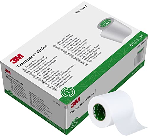 Cinta blanca 3M Transpore 1534-2 para botiquines de primeros auxilios y deportes
