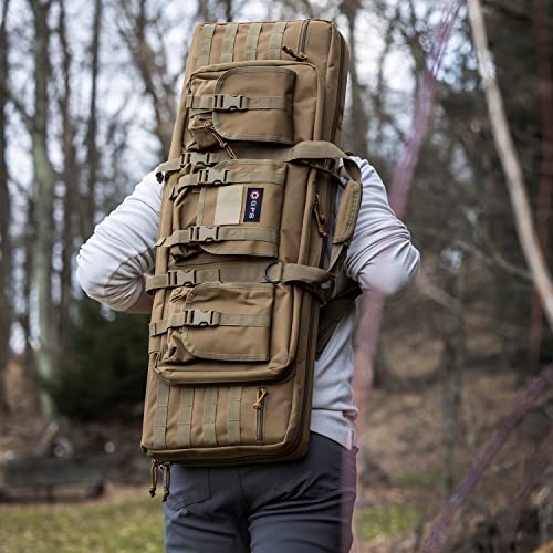 G. Outdoor Products G.p.s. 36" Double Soft Rifle Case - 36" L X 12.75" H X 9" W | Adjustable Durable Convenient Shooting Gear Storage W/Molle, Tan #TOP3