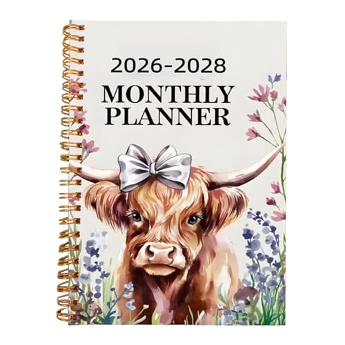 Calendario de 3 años 2026 – 2028 | 50 páginas encuadernación en espiral cuaderno académico, planificador mensual, diseño de cuaderno, para niños, escritura, oficina, escuela, hogar, amigos, vacaciones