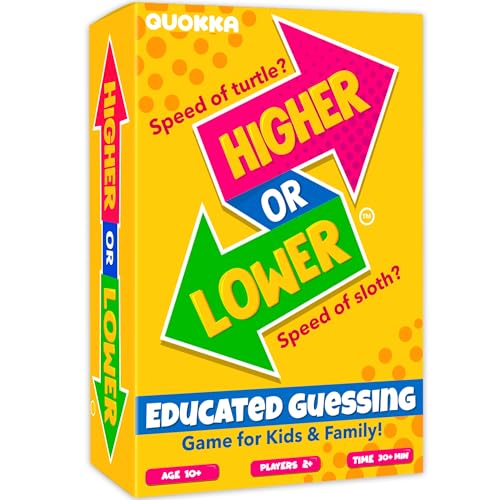 QUOKKA Board Game for Kids 8-12 - Family Card Game for Kids and Adults - Higher or Lower | Guess Fun Questions | Easy to Learn | 2 + Players - Challenge Game for Family Night