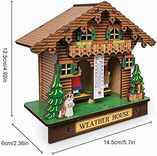 Miniatura 3 de Casa Del Tiempo, Casa De Madera Chalet Barómetro Termómetro Higrómetro Bosque Clima Colgante De Pared Adornos Decoración Del Hogar
