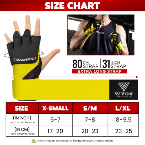 Image of WYOX Boxing Wraps MMA Gloves Inner Boxing Gloves for Women & Men - EZ-Off & On - Thick Knuckle Padding - Breathable Fabric