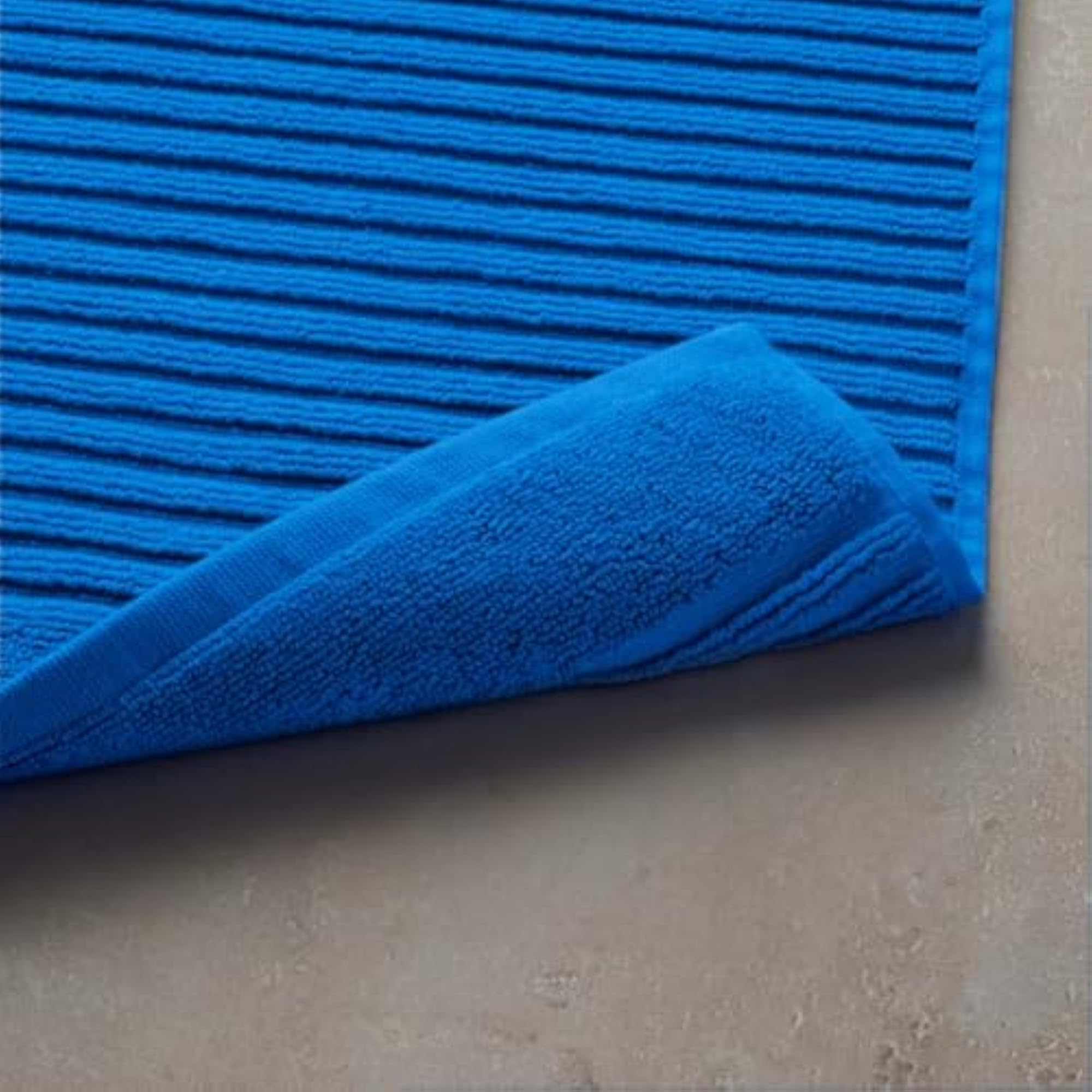 Bright Blue Cotton Terry Bath Mat