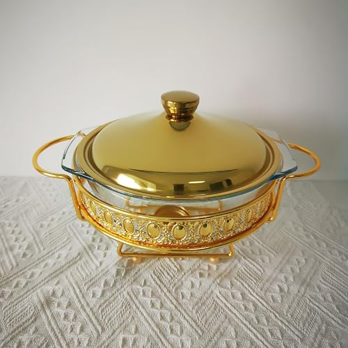 Runde Buffet-Wärmer mit Glas-Tabletts für Partys, Hochzeitsessen – Buffet-Wärmer-Sets – Bild 6