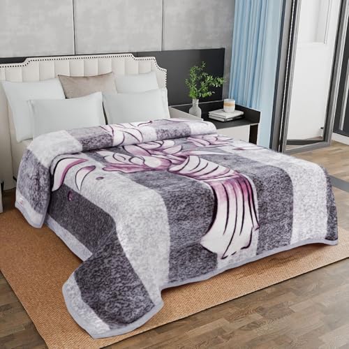 Image of Signature All Season Double Bed Blanket | Super Soft Plush, Lightweight & Cozy | 220 x 240 cm | 2.5 kg | Multi-Color Vibrant Print | Ideal for Winter, AC Use & Gifting (Twilight Petals)