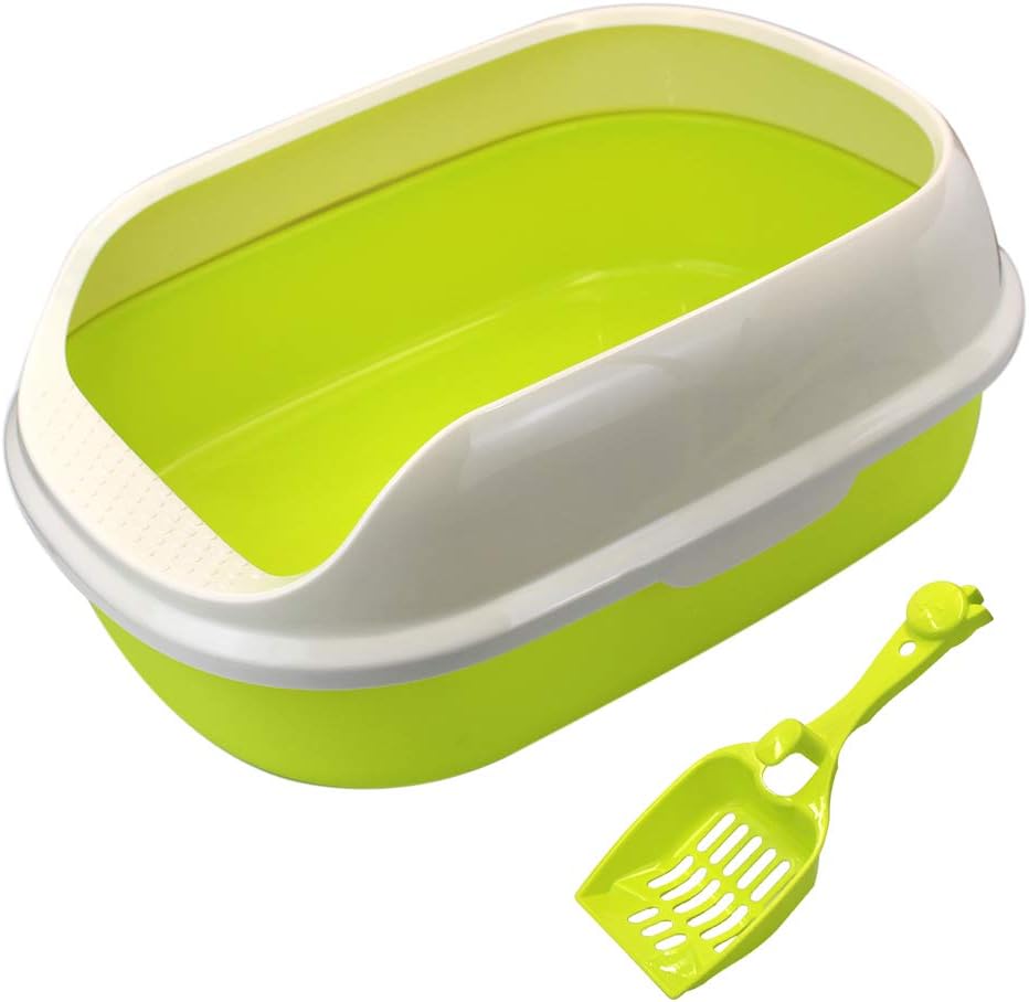 Cat Litter Pan Box SemiEnclosed Cat Litter Pan with Shovel