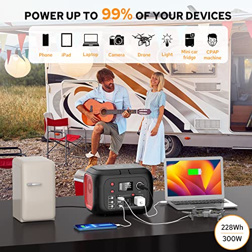 Portable-Power-Station-300W-Power-Bank-with-AC-Outlet-228Wh-Solar-Generator-with-LED-Light-Portable-Generators-9-Outputs-Battery-Backup-Power-Supply-for-Outdoor-Camping-Travel-Emergency