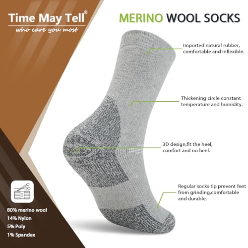 Image of Time May Tell Mens and Womens Merino Wool Hiking Cushioning Socks For Outdoor Wool-Socks-For-Men 3 Pack