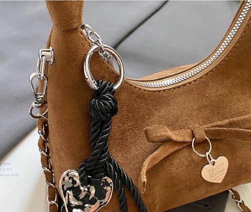 Slouchy Suede Bow Hobo Bags Women Underarm Satchels Shoulder Bag Crescent Crossbody Purses Top-Handle Tote Handbag 20254