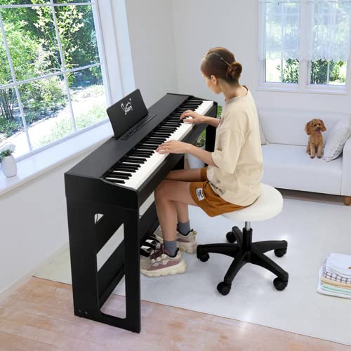 Piano Électrique Numérique 88 avec Toucher Lourd, 128 Rythmes et Tonalités, 3 Pédales Professionnelles, 2 Haut-Parleurs Stéréo de 10 W, Prise en Charge MIDI-USB und Audio Bluetooth, Noir