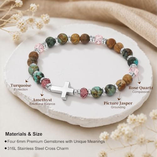 Image of morniface Inspirational Gifts for Women,Natural Stone Bracelet for Mom Daughter Friends Sister Wife Grandma Aunt