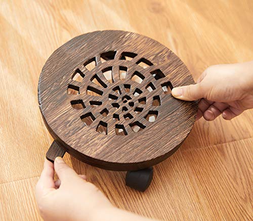 Sinobest Wood Plant Caddy, Heavy Duty Rolling Planter Dolly With Rotating Casters, Movable Flower Pot Stand, Round Plant Rack With Wheels (12 Inch) #TOP7