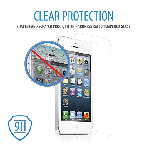 V7 Shatter Proof Tempered Glass Screen Protector For Apple Iphone5/5S/5C |9H Hardness |Oleophobic Coating |Hd |Ultra Clear |Anti Scratch Retail Packaging #TOP2
