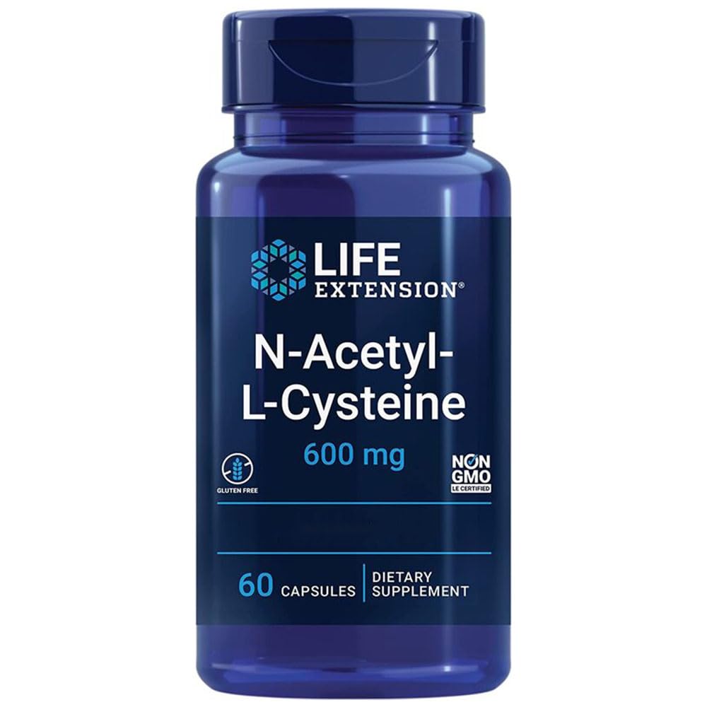 Life Extension, N-Acetyl-Cysteine (NAC), 600mg Depot, 1 Capsula ogni 3 Giorni, 60 Capsule vegane, Testato in Laboratorio, Vegetariano, Senza Glutine, Senza Soia, Non OGM