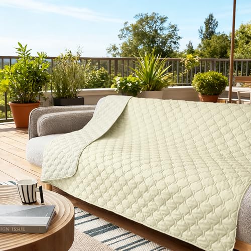 Image of gogobunny 100% Double-Sided Waterproof Dog Bed Cover Pet Blanket Sofa Couch Furniture Protector for Puppy Large Dog Cat, Reversible (82x102 Inch (Pack of 1), Dark Cream /Light Cream)