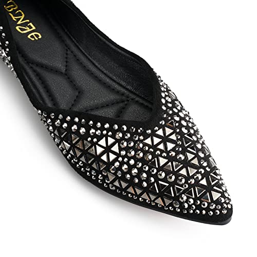 Flats Shoes Women Rhinestone Pointed Head Ballet Flats Comfortable Soft Memory Foam Insole Flat Shoes for Women Comfortable Dress Shoes2