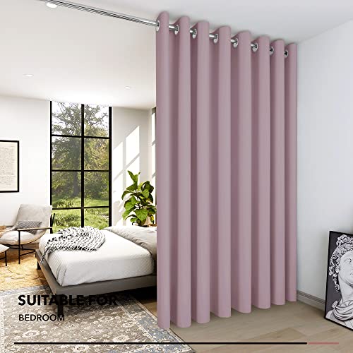 Image of Deconovo Ring Top Blackout Thermal Curtain - Wide Width for Girls Bedroom, 100 x 84 Inch, Baby Pink, 1 Panel