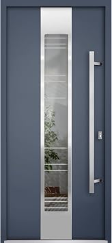 VDOMDOORS Front Exterior Prehung Clear Glass Steel Door 36 x 80 inches Left-Hand Inswing/Deux 5755 Gray Graphite/Lite Inserts Single Modern Painted