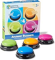 Learning Resources Antwort-Buzzer 4er-Set – Quiz- & Game-Show-Buzzer mit lustigen Soundeffekten, Ø 9 cm, Lernspielzeug ab 3 Jahren für Familie & Klassenzimmer