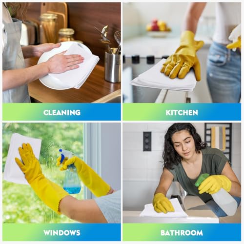 Image of HOMEXCEL White Microfiber Cleaning Cloth 200PK, Towels for Cars, 12.5x12.5 inch