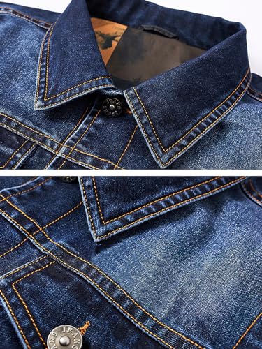 ebossy Men's Multi-Pocket Distressed Denim Vest Relaxed Fit Sleeveless Letter Printed Washed Tucker Jean Jacket4