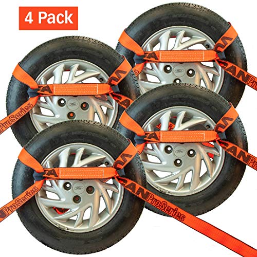 Vulcan 8-Point Roll Back Vehicle Tie Down Kit With Chain Tails On Both Ends - Set Of 4 - Proseries #TOP4