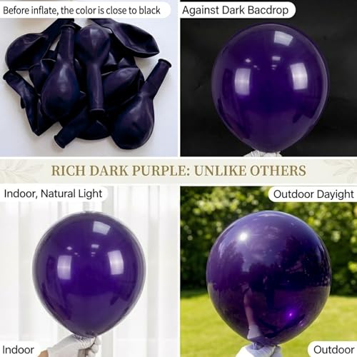 Image of 114pcs Dark Purple Balloons, 18 12 10 5 Inch Different Sizes Pack Purple Latex Balloon Garland Arch Kit for BOHO Birthday, Halloween, Wedding Party Decorations