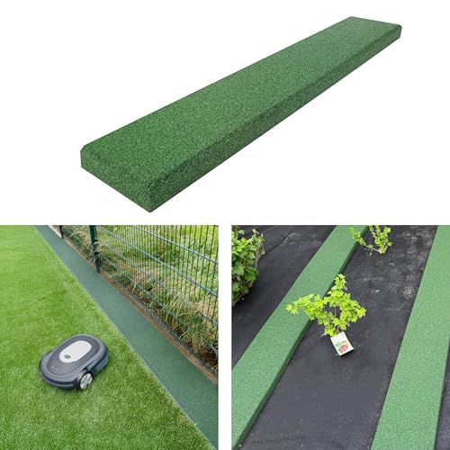Rasenkante & Gartenweg aus Gummigranulat 100x15x3,5cm – rutschhemmend & wetterfest – grün – Flexible Beeteinfassung, Schutz fürs Mähroboter & weicher Gehweg