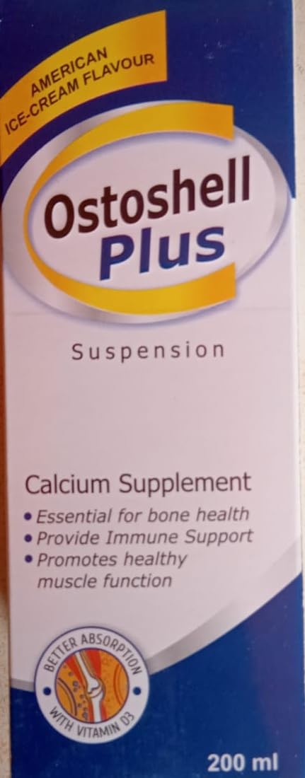OSTOSHELL PLUS 200 ml CALCIUM CARBONATE WITH VITAMIN B12 & CHOLECALCIFEROL SYRUP FOR HEALTHY BONES