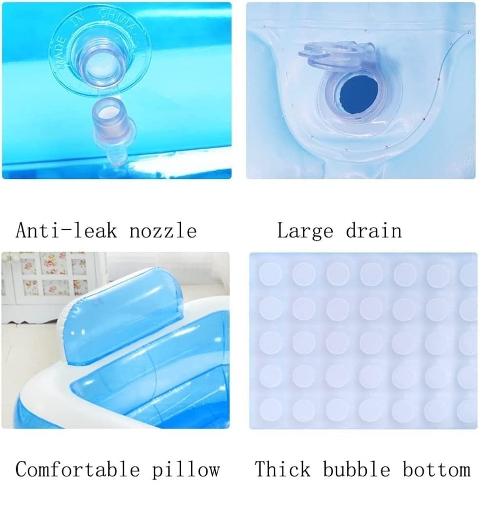 Planschbecken Planschbecken Aufblasbares Schwimmbecken Mit Kissen Sommerwasserspaß Badewanne Über Dem Boden Garten(Blue)