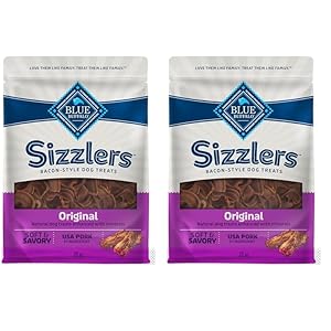 Blue Buffalo Sizzlers Natural Bacon-Style Soft-Moist Dog Treats, Original Pork 28-oz Bag (Pack of 2)